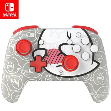 PDP Gaming REMATCH GLOW Wireless Nintendo Switch Pro Controller Licensed Nintendo Switch 2LiteOLED Motion Controls Rechargeable Battery Power Glow in the Dark Mario BooHoo Ghost Red and White