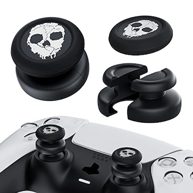 PlayRealm NO FALLING OFF Thumbstick Extender Silicone Grip Cover 2 Sets for PS5 PS4 Controller Ghost White