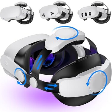 Kawaye for Meta Quest 3SQuest 2Quest 3 Head Strap Double Knobs Adjustable Elite Strap ReplacementVR Headset Strap with Two Large Support Pad Enhanced Support Reduce Pressure