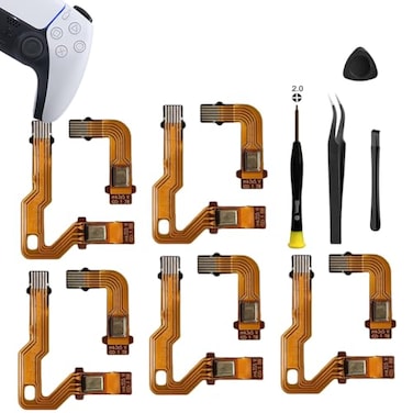 MYPUQIAO 5 Sets Microphone Flex Cable Replacement for PS5 V2 20 BDM020 Left and Right Handle Inner Mic Ribbon Playstation 5 Speaker L R Connector Cable Dualsense Controller with Repair Tool SetV2