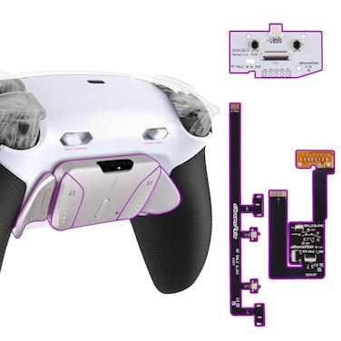 eXtremeRate RISE4 Plus MAX RMB Back Paddles Kit with Clicky Trigger Stops Rubberized Grip for PS5 Controller BDM030 040 050 Remappable Real Metal Back Buttons Kit for PS5 Controller White Black