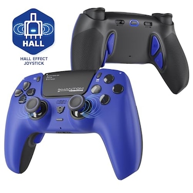 HEXGAMING PHANTOM Controller for Competitive Gaming Hall Effect 4 Remappable Buttons 6 Profiles 8 Interchangeable Stick and Adjustable Triggers Compatible with ps5 PC Mobile Dream Blue