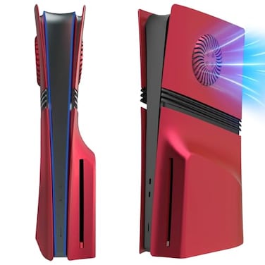 Koiiko Cover Plates for PS5 Pro Disc Edition with Cooling Vent PS5 Pro Faceplate ABS Hard Shockproof AntiScratch Dustproof Protective Plates Replacement Side Shell Skin Case for PlayStation 5 Pro Red