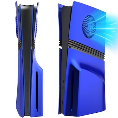 Koiiko Cover Plates for PS5 Pro Disc Edition with Cooling Vent PS5 Pro Faceplate ABS Hard Shockproof AntiScratch Dustproof Protective Plates Replacement Side Shell Skin Case for PlayStation 5 Pro Blue