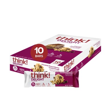 thinkThin think Delight Protein Bars Chocolate Peanut Butter Cookie Dough 10 Count