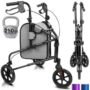 Vive Mobility 3 Wheel Walker Three Wheeled Rollator for Seniors
