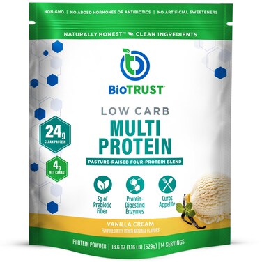 BioTrust Low Carb Protein Powder Grass Fed Whey Casein Blend Vanilla