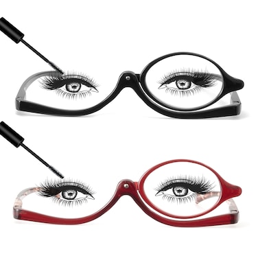 JM 2 Pairs Makeup Reading Glasses Magnifying Flip Down Cosmetic Readers for Women with Spring Hinge 175