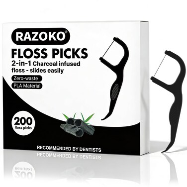 RAZOKO Biodegradable Charcoal Floss Picks