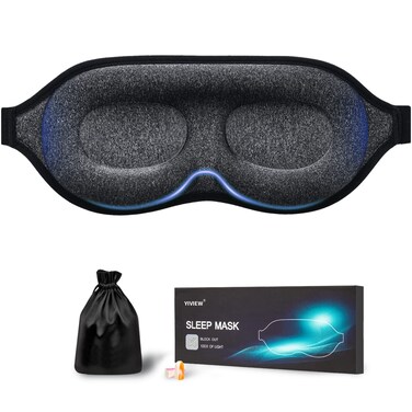 YIVIEW Sleeping Eye Mask Eyelash Extensions Friendly 3D Contoured Gray