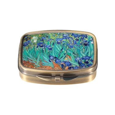 Dynippy Pill Case with MirrorLatch2CompartmentAVan Gogh Irises