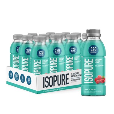 Isopure Zero Carb 32g Clear Protein ReadytoDrink Whey Protein Isolate Blue Raspberry 12 Pack Packaging May Vary