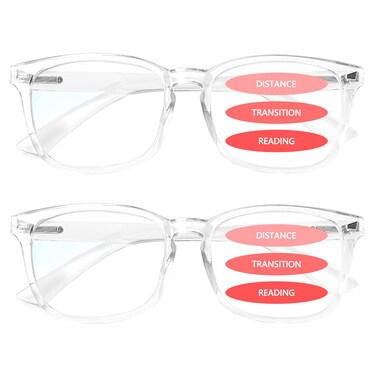 SIGVAN Progressive Multifocal Computer Glasses Women Men Blue Light Blocking Reading Glasses Spring Hinge Readers 2 Transparent 30