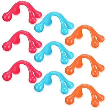 Liliful 9 Pcs 4 Point Massage Tools Small Hook Massager Handheld Palm Shaped Manual Back and Neck Massager Tools 4 Legged Hand Held for Body Muscles Arm Shoulder LegBlue Pink Orange