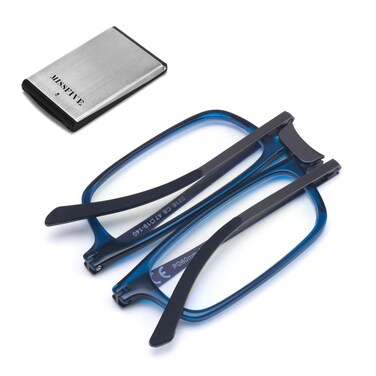 Missfive Premium Folding Reading Glasses Blue Light Blocking for Men Women Ultra Thin Foldable Portable Travel Readers with Durable Pocket Metal Case Compact Eyewear 30x