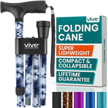 Vive Folding Cane Foldable Walking Cane for Men Women Foldup