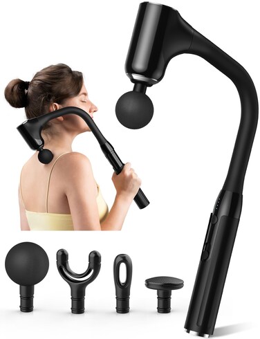 FVZ Massage Gun for Deep Tissue Back Massage with Extended Handle Black