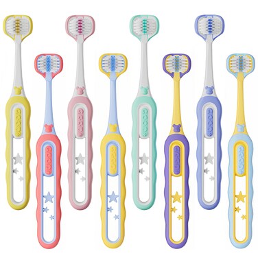 EASICUTI Soft Toddler Toothbrushes Efficient 3 Sided Toothbrush 8 Pack
