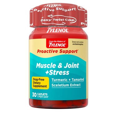 Tylenol Proactive Support Muscle Joint Supplements Stress 30 ct