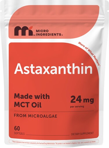 Micro Ingredients Astaxanthin 24mg Per Serving with MCT Oil 60 Softgels