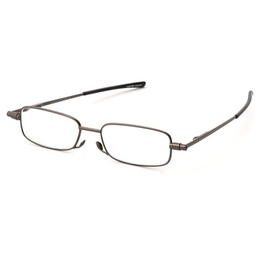 Foster Grant Gavin Fold Flat Rectangular Reading Glasses GunmetalTransparent 48 mm 275