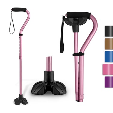 GPTCAMP Walking Cane Quad Base Self Standing 300lbs for Seniors