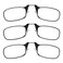 ThinOptics Readers Rectangular Reading Glasses 3 PackBlack 44mm 2