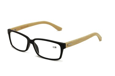 Vision World Genuine Bamboo Rectangular Reading Glasses Men Women Readers Black 175