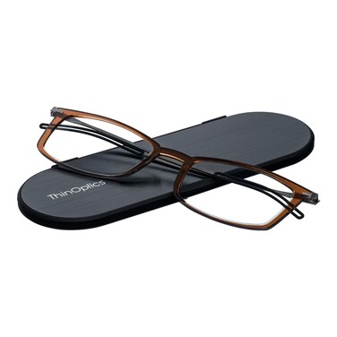 ThinOptics Rectangular Reading Glasses Regular CaseRectangle Brown 250 25