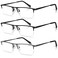 Anourney Half Frame Metal Readers Spring Hinge Reading Glasses Blue Light Blocking