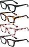 REAVEE 4 Pack Reading Glasses Blue Light Blocking Computer Square Readers for Women with Spring Hinge 175
