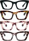 REAVEE 4 Pack Reading Glasses Blue Light Blocking Computer Square Readers for Women with Spring Hinge 05