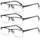 Anourney Half Frame Metal Readers Spring Hinge Reading Glasses Blue Light Blocking