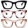 REAVEE 3 Pack Reading Glasses for WomenBlue Light Blocking Cute Oversized Square Computer Readers with Spring Hinge 20