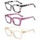 REAVEE 3 Pack Reading Glasses for Women Blue Light Blocking Cute Oversized Square Computer Readers with Spring Hinge Flower Rose Tea 175