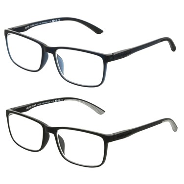 Foster Grant Mens Tatum 2Pack Rectangle Reading Glasses NavyBlack 275