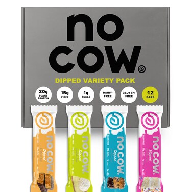 No Cow Vegan Protein Bars Dipped Variety 12 Pack