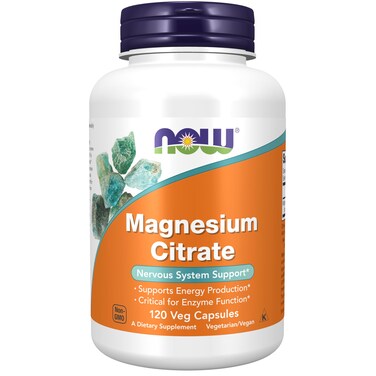NOW Foods NOW Supplements Magnesium Citrate Enzyme Function Nervous System Support 120 Veg Capsules