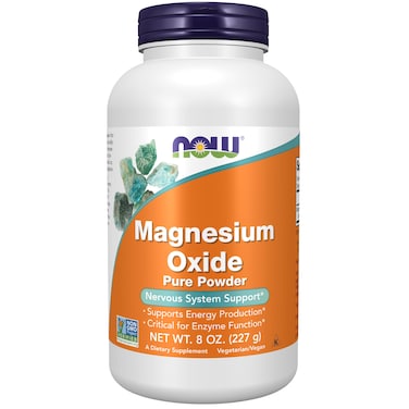 NOW Foods Supplements Magnesium Oxide Enzyme Function Nervous System Support 8Ounce