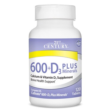 21st Century Calcium 600 Plus D Plus Minerals Caplets Bone Joint 120