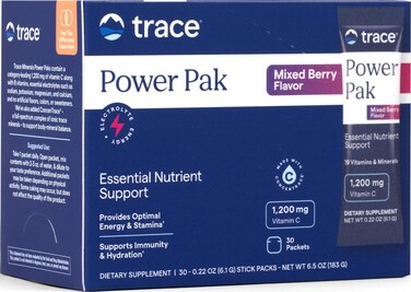 Trace Minerals Power Pak Electrolyte Powder Packets Mixed Berry 30 Ct