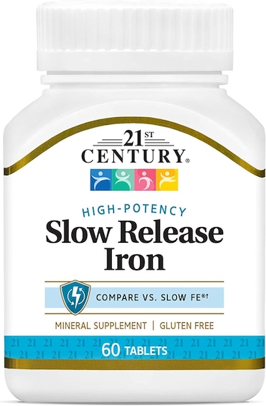 21st Century Slow Release Iron Tablets 60 Count PACK OF 2 Packaging May Vary