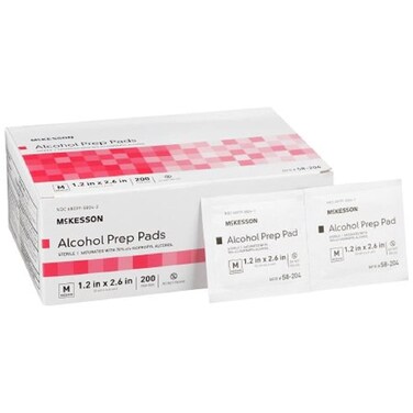 McKesson Alcohol Prep Pads Sterile Individual Packet Medium 200 Count 1 Pack