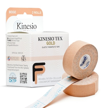 Kinesio Taping Elastic Therapeutic Athletic Tape Tex Gold FP Beige 1in x 5m Roll