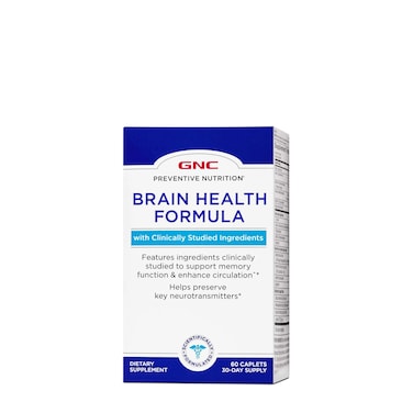 GNC Preventive Nutrition Brain Health Formula 60 Caplets Supports Memory Function and Enhances Circulation