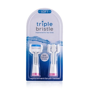 Triple Bristle Replacement Brush Head Refills 2 Pack Pink