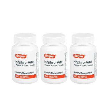 RUGBY LABORATORIES Rugby NephroVite Vitamin B and C Complex Tablets 100 Count 3Pack