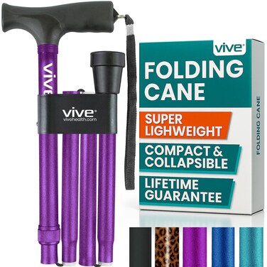 Vive Folding Cane Foldable Walking Cane for Men Women Foldup