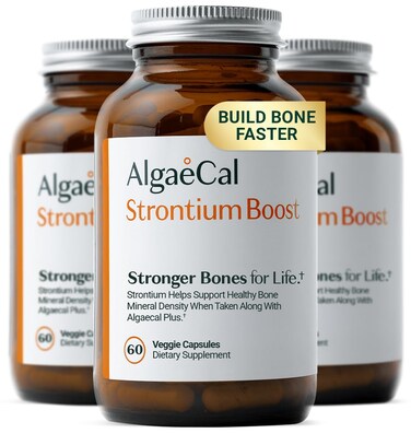 AlgaeCal Strontium Boost for Bone Density Strength 60 Caps 3 Packs