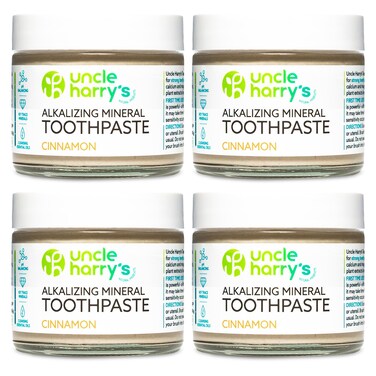 Uncle Harry's Uncle Harrys Cinnamon Remineralizing Toothpaste Natural Whitening Toothpaste Freshens Breath Promotes Enamel Vegan Fluoride Free Paste 4 Pack